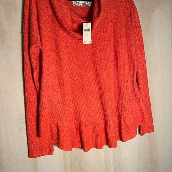 NWT Maeve Winterscape thermal rivers sweater orange cowl neck, size XS - Picture 9 of 16